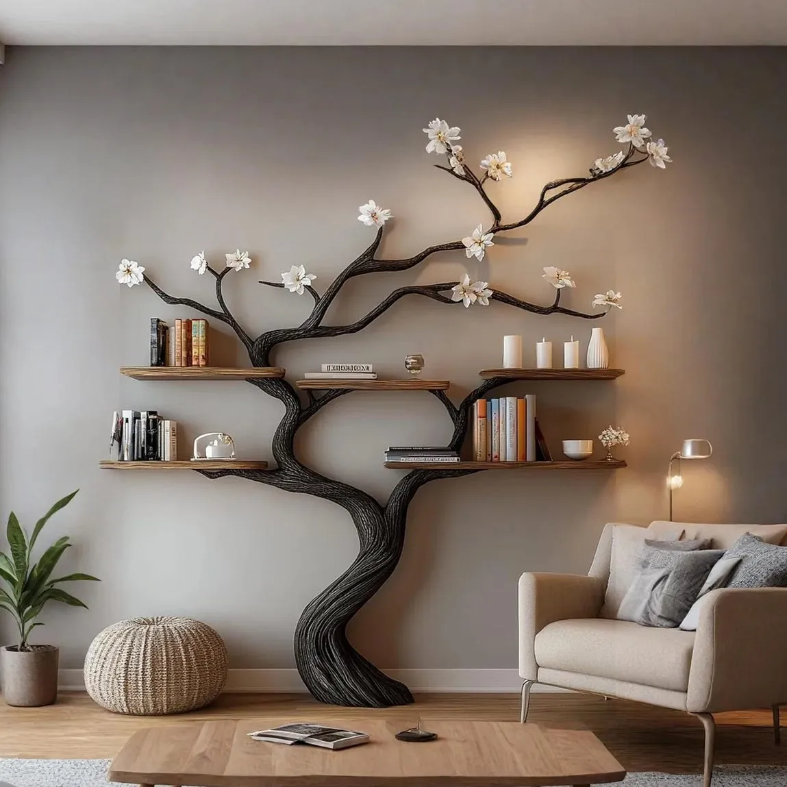 Custom Tree Bookcase – Handcrafted Solid Wood