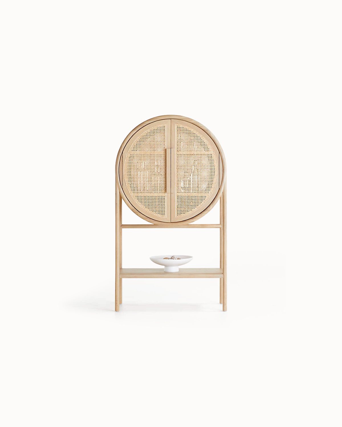 West Bar Cabinet with Natural Cane