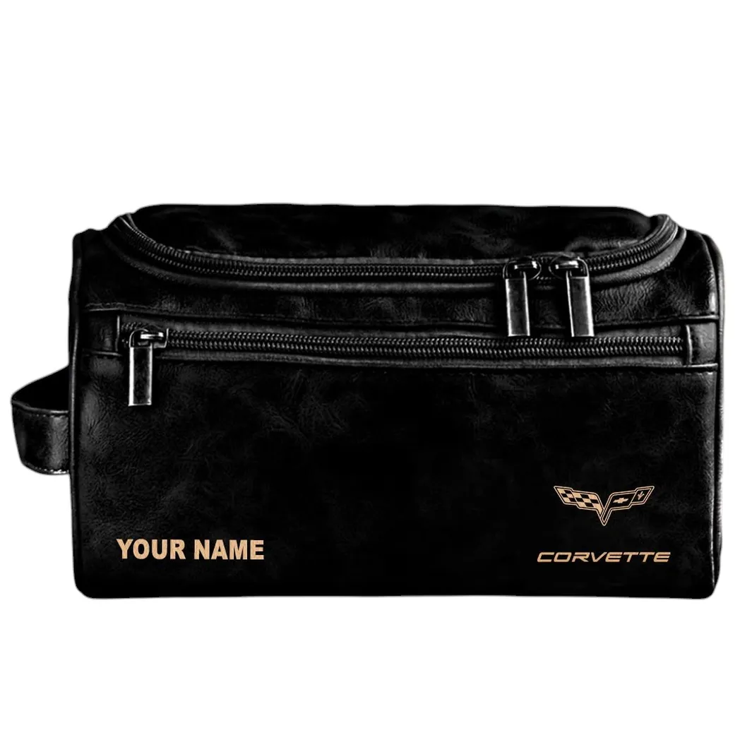 Two-Seater Sports Car Leather Toiletry Bag, Everyday Leather Organizer CAR440 - Black
