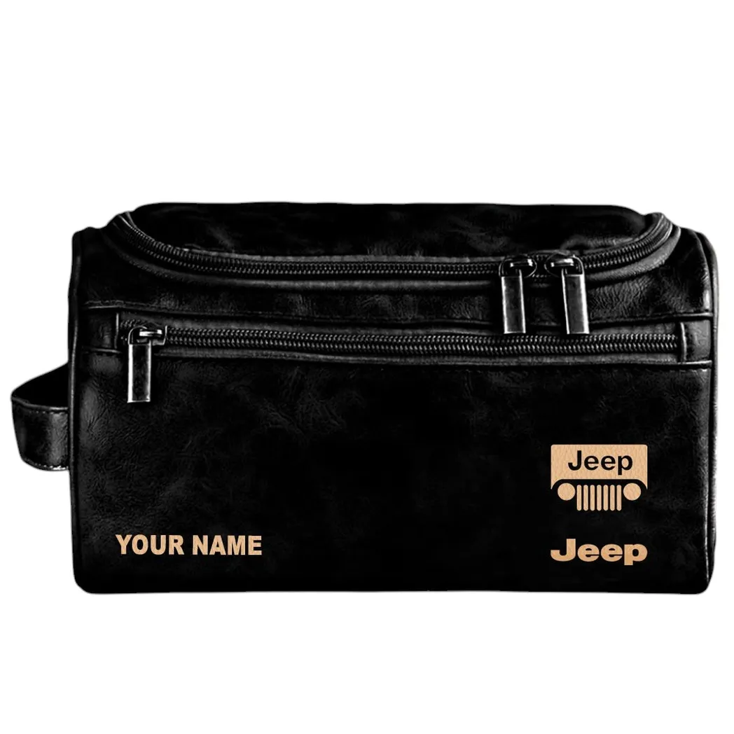 4x4 Vehicle Maker Leather Toiletry Bag, Motorhead Leather Toiletry Kit CAR440 - Black