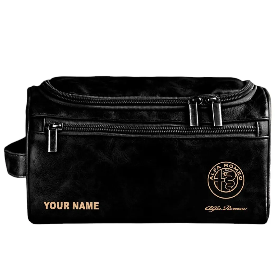 Vintage Ride Leather Toiletry Bag, Rugged Motorcycle Toiletry Bag CAR440 - Black
