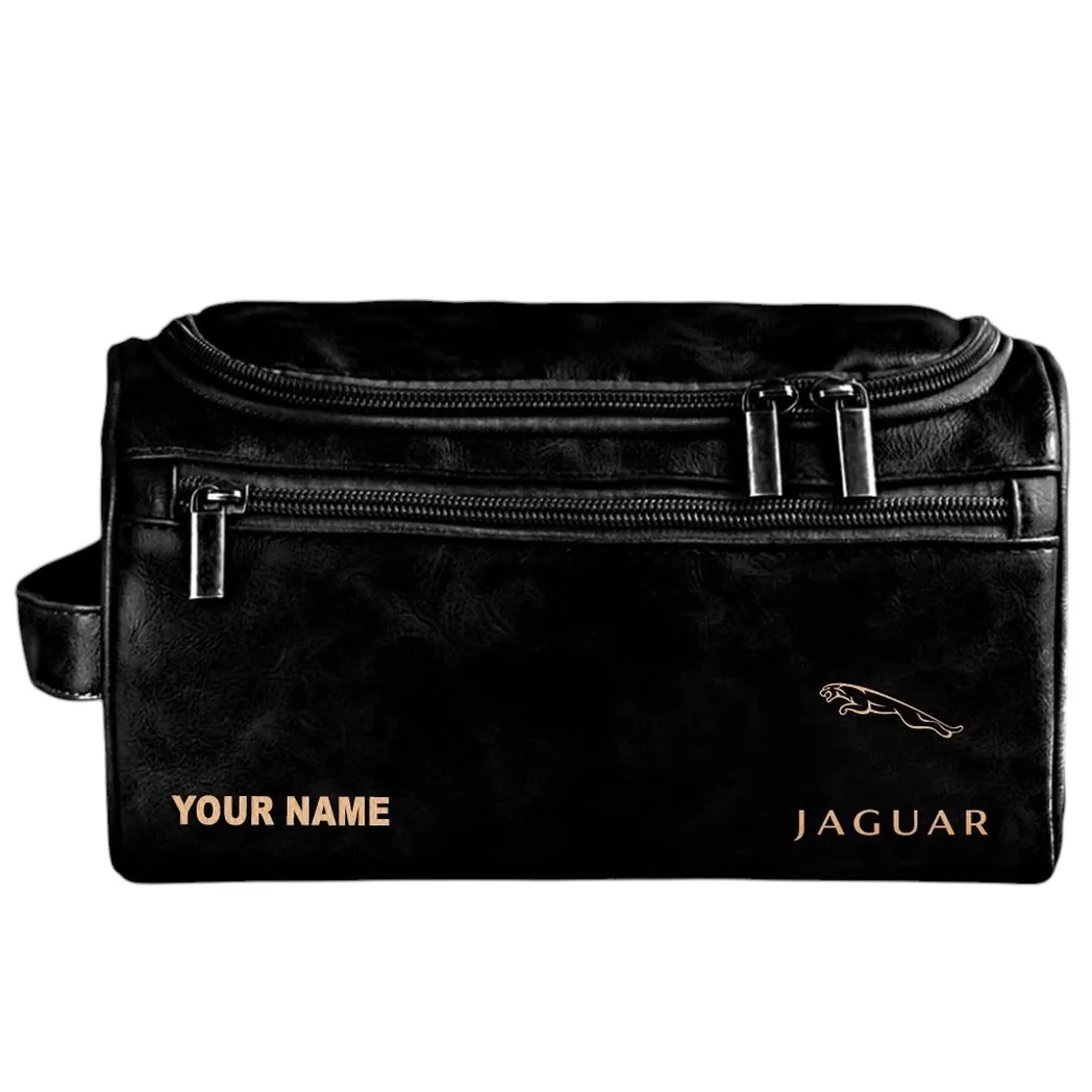 Adventure Utility Vehicle Leather Toiletry Bag, Adventure Leather Travel Bag CAR440 - Black