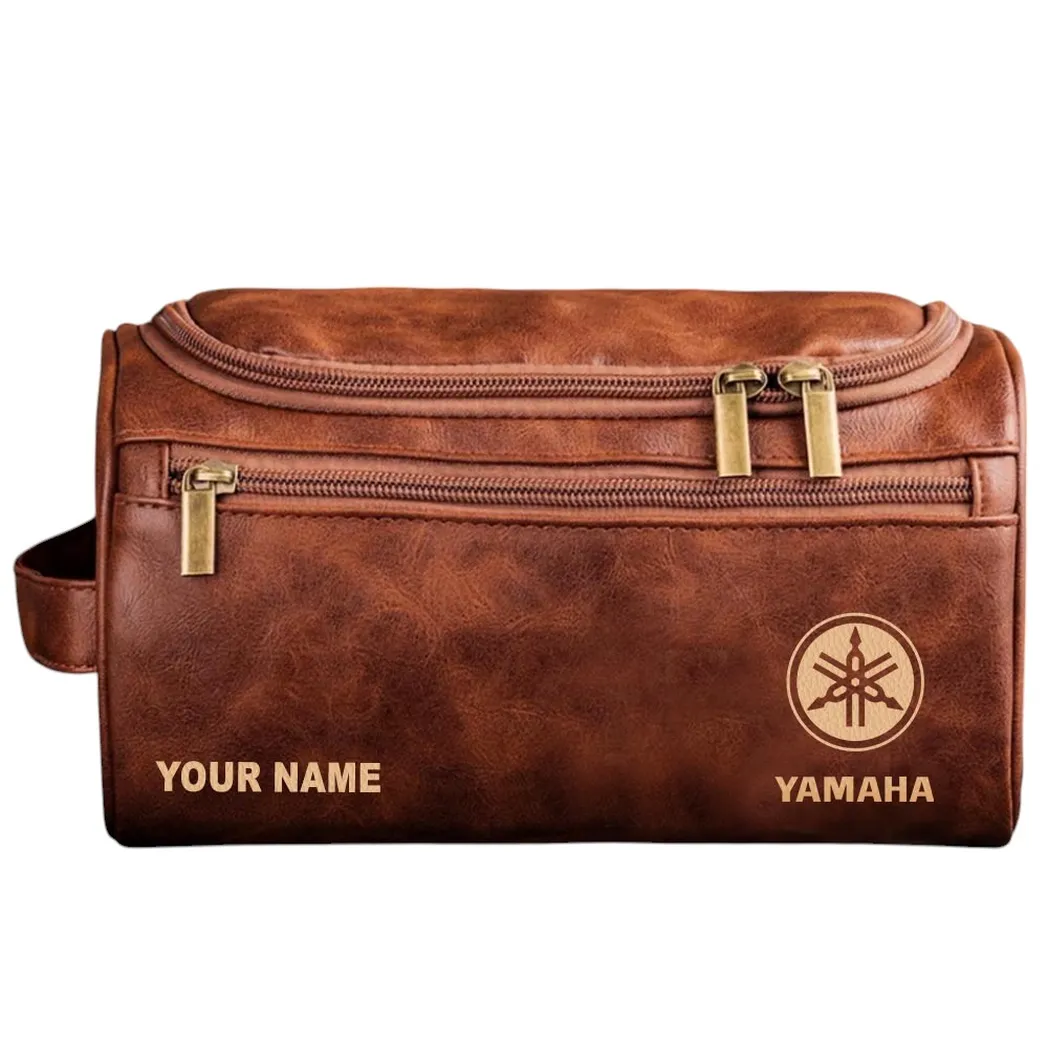 Off-Road Bike Leather Toiletry Bag, Adventure Leather Travel Bag CAR440 - Red Brown