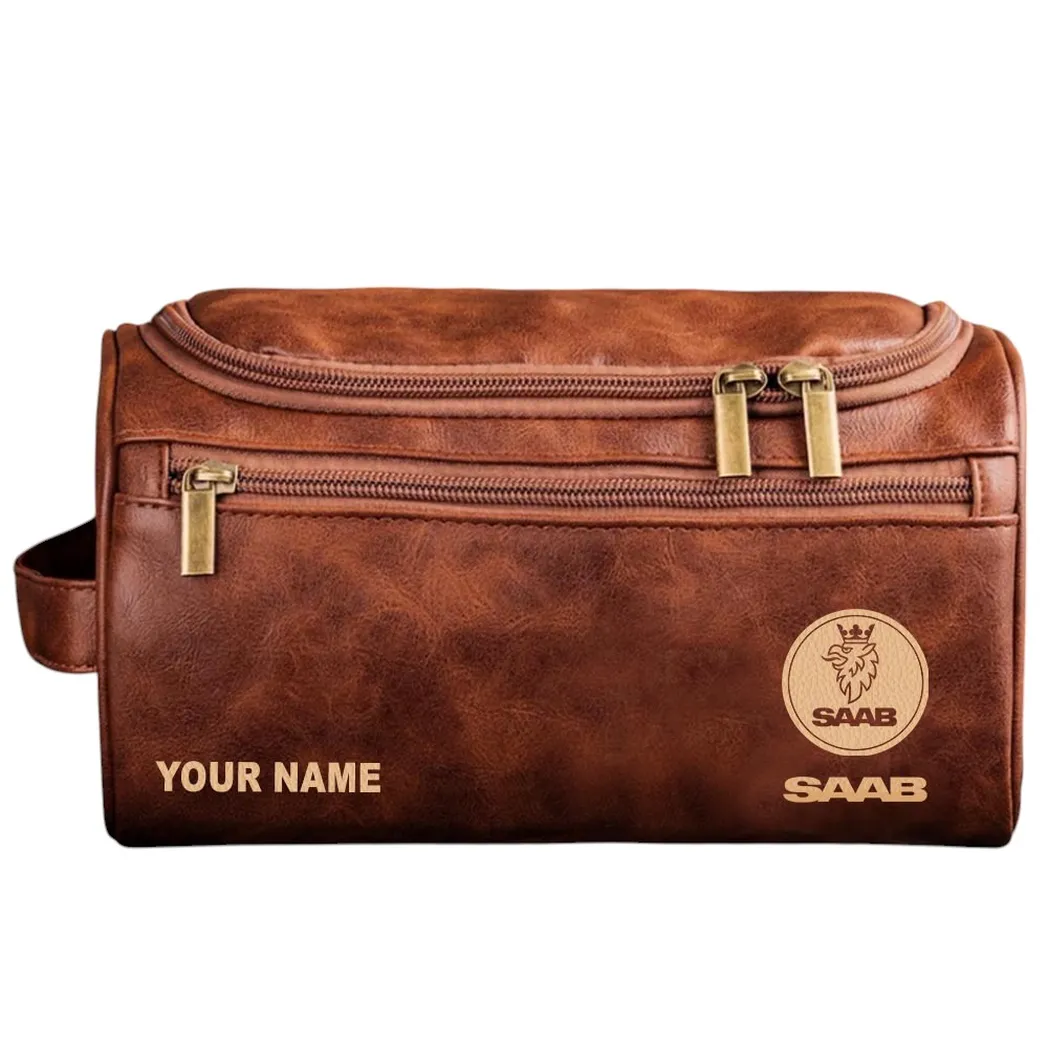 Adventure SUV Leather Toiletry Bag, Car Lover Leather Organizer CAR440 - Red Brown
