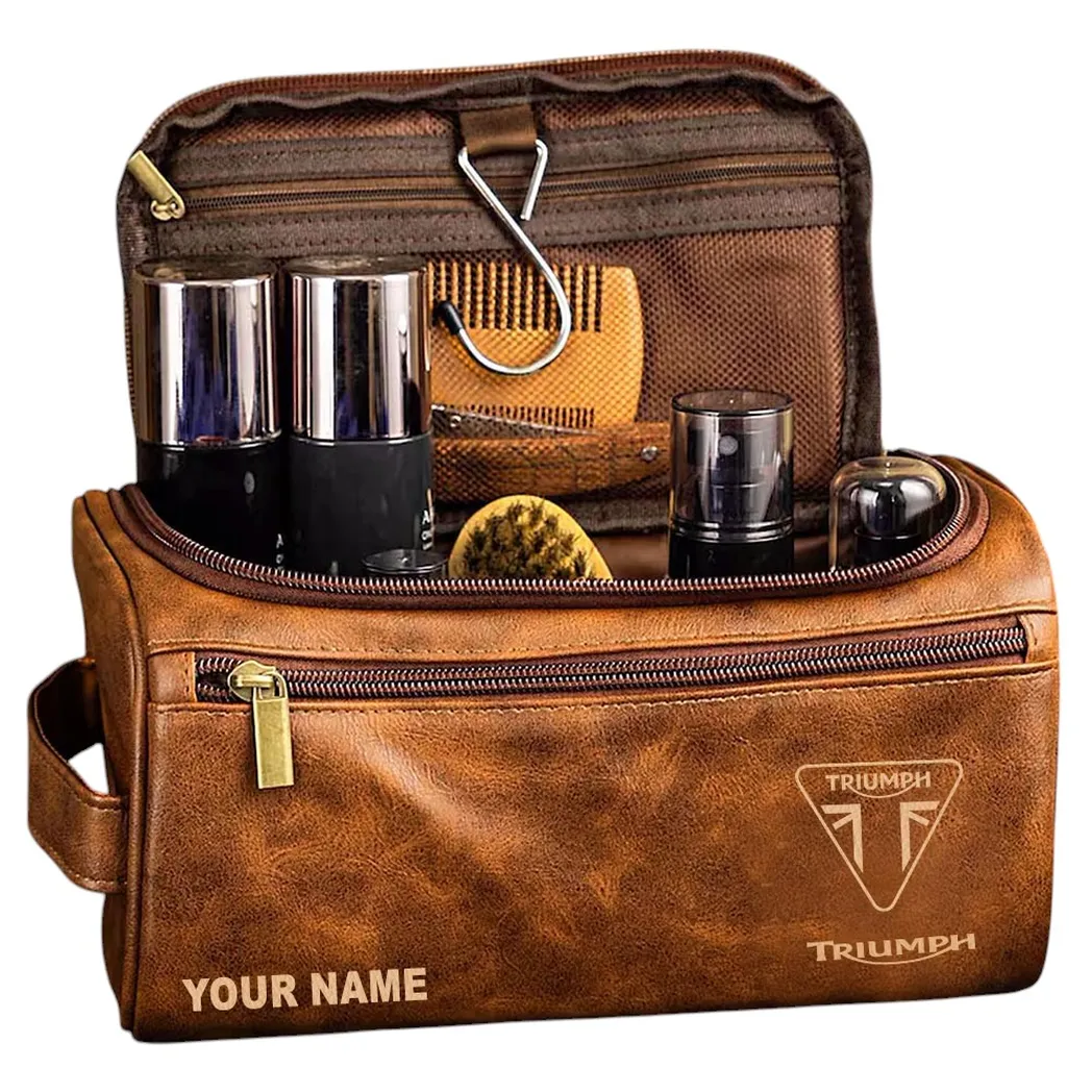 Velocity Machine Leather Toiletry Bag, Leather Travel Bag for Riders CAR441 - Yellow Brown