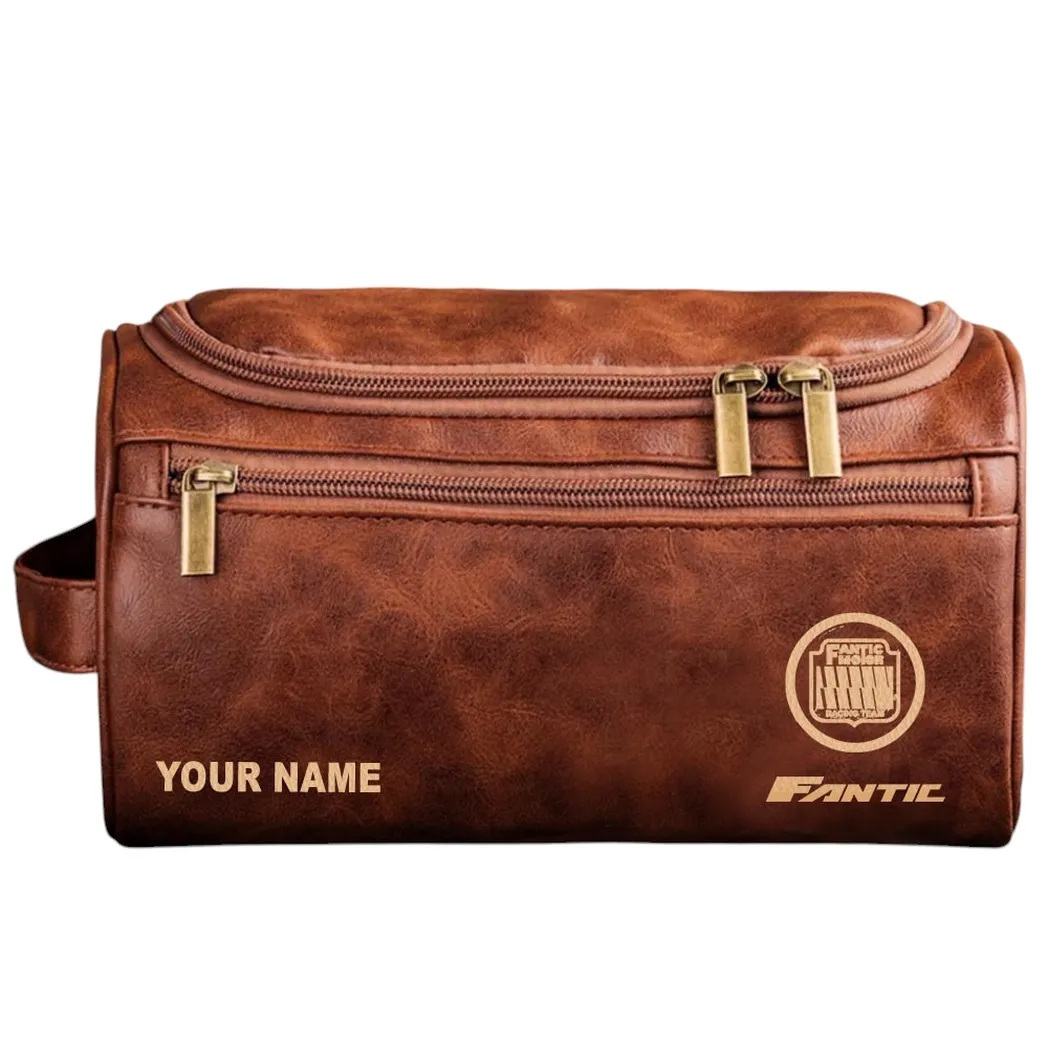 Trail Bike Leather Toiletry Bag, Premium Leather Toiletry Case CAR441 - Red Brown