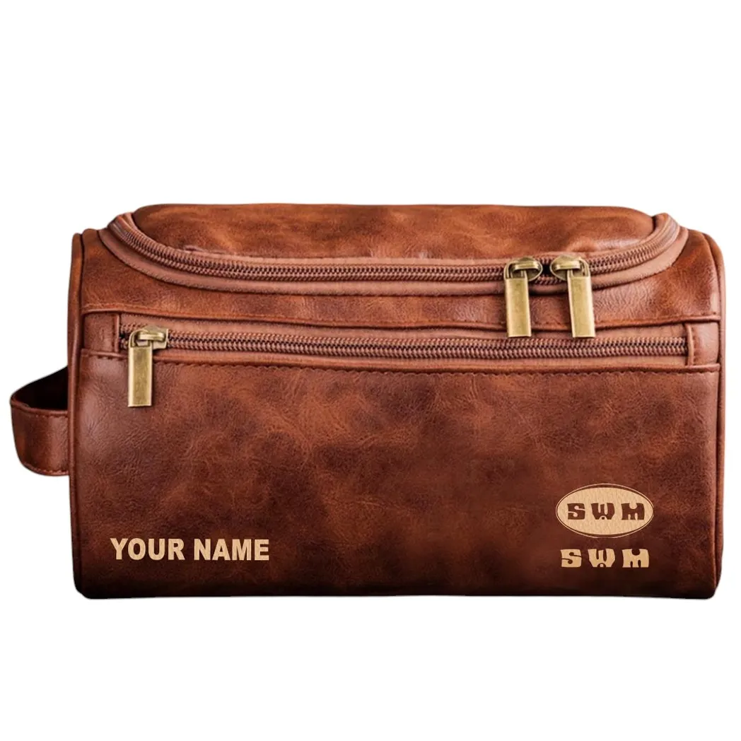 Dual-Sport Bike Leather Toiletry Bag, Rider Lifestyle Toiletry Bag CAR441 - Red Brown