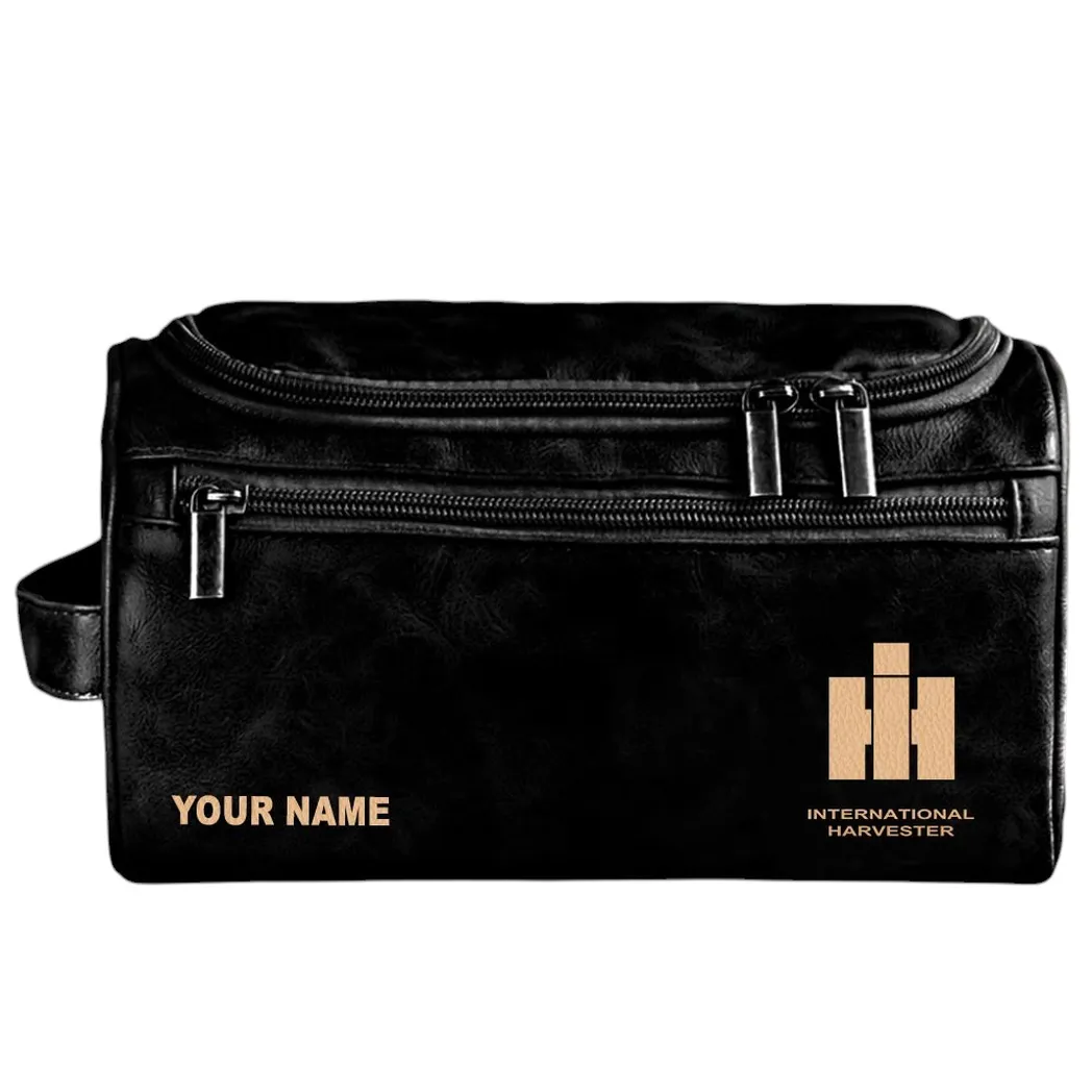 Logistic Support Truck Leather Toiletry Bag, Garage Life Travel Bag CAR442 - Black