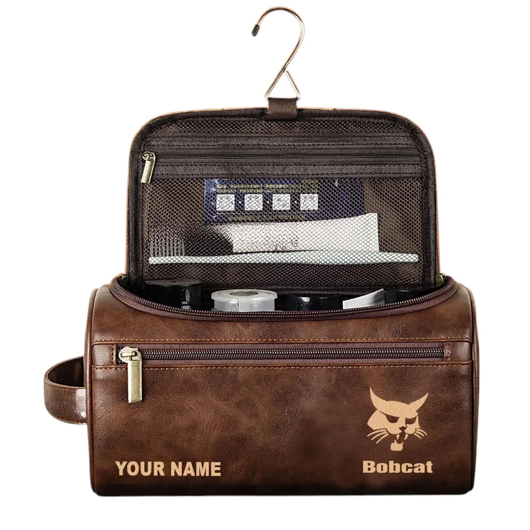 Compact Track Loader Leather Toiletry Bag, Everyday Leather Organizer CAR442 - Dark Brown