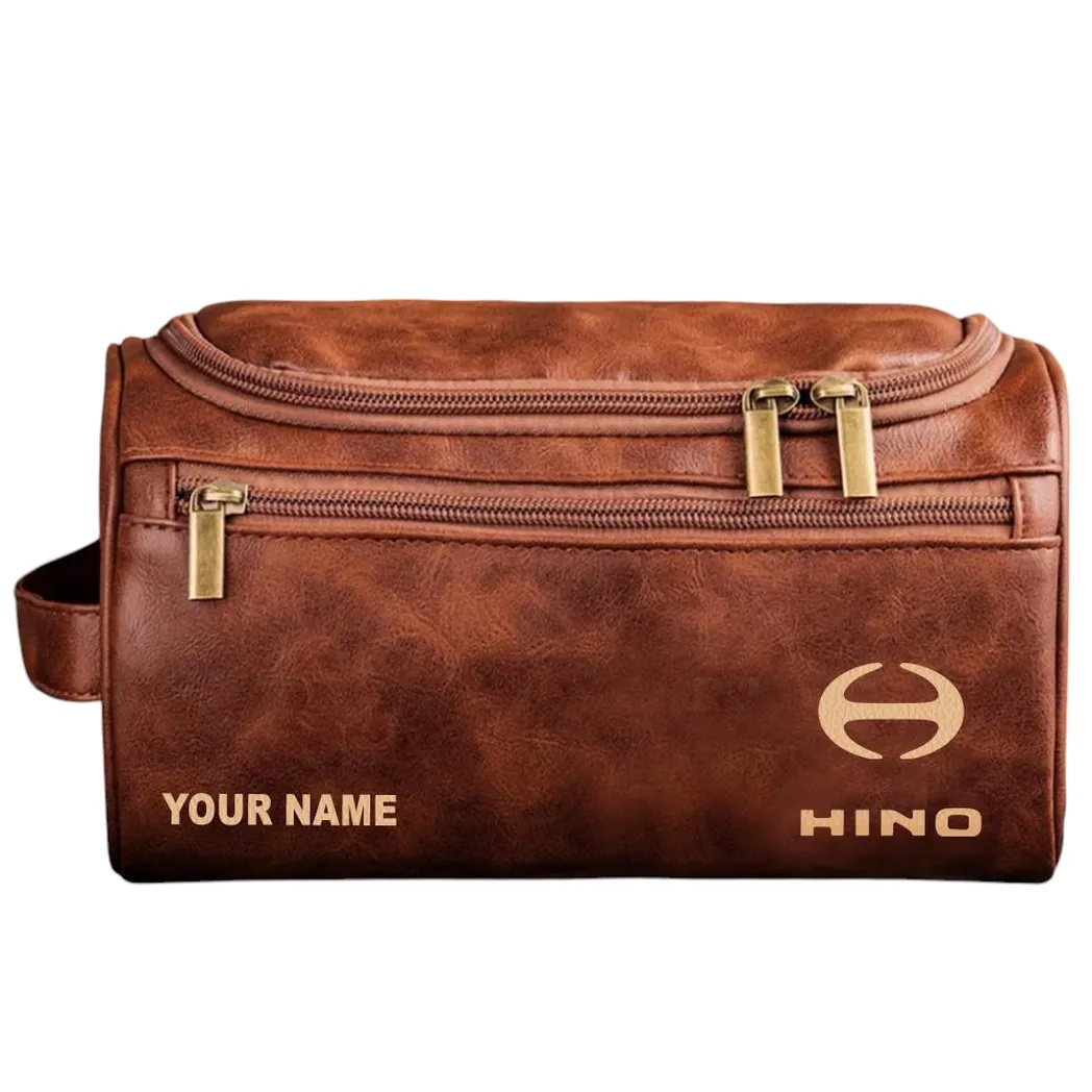 Workhorse Truck Leather Toiletry Bag, Durable Leather Travel Kit CAR443 - Red Brown
