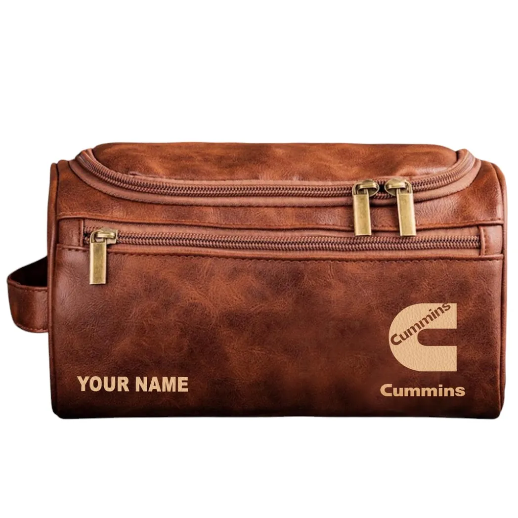 TorqueMaster Power Leather Toiletry Bag, Motorcycle Fan Leather Bag CAR443 - Red Brown